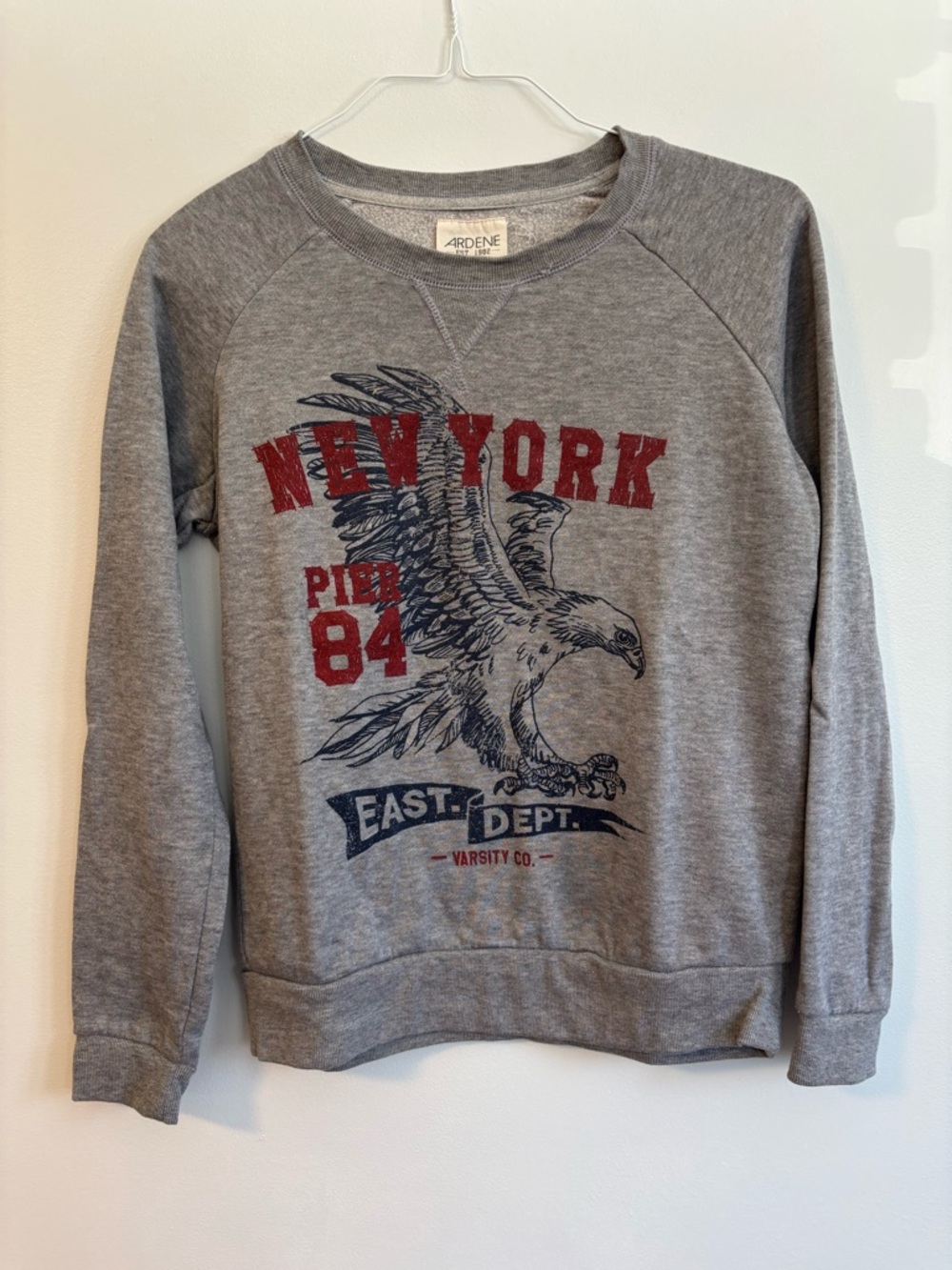Ardene Gray Eagle Long Sleeve Crewneck Pullover Sweater Size Large